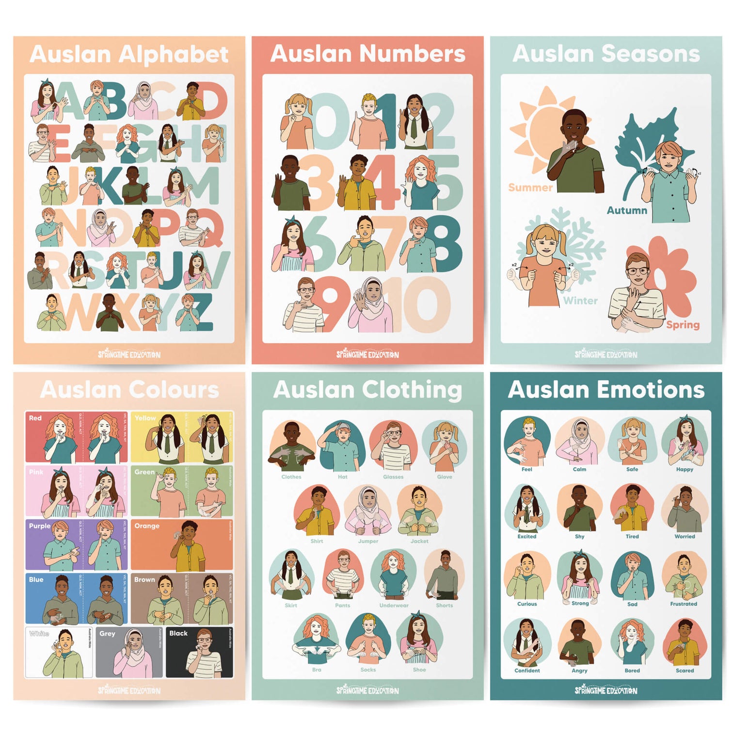 6 Auslan Educational Posters - Learn Australian Sign Language ...
